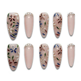 Floral Bamboo Handmade Almond Nails 13003 - ByskireNail