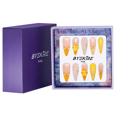 Tropical Smoothie Handmade Stiletto Nails 12016 - ByskireNail