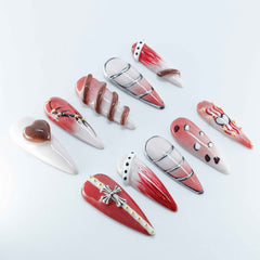 Flaming Rhythm Handmade Stiletto Nails 12018 - ByskireNail