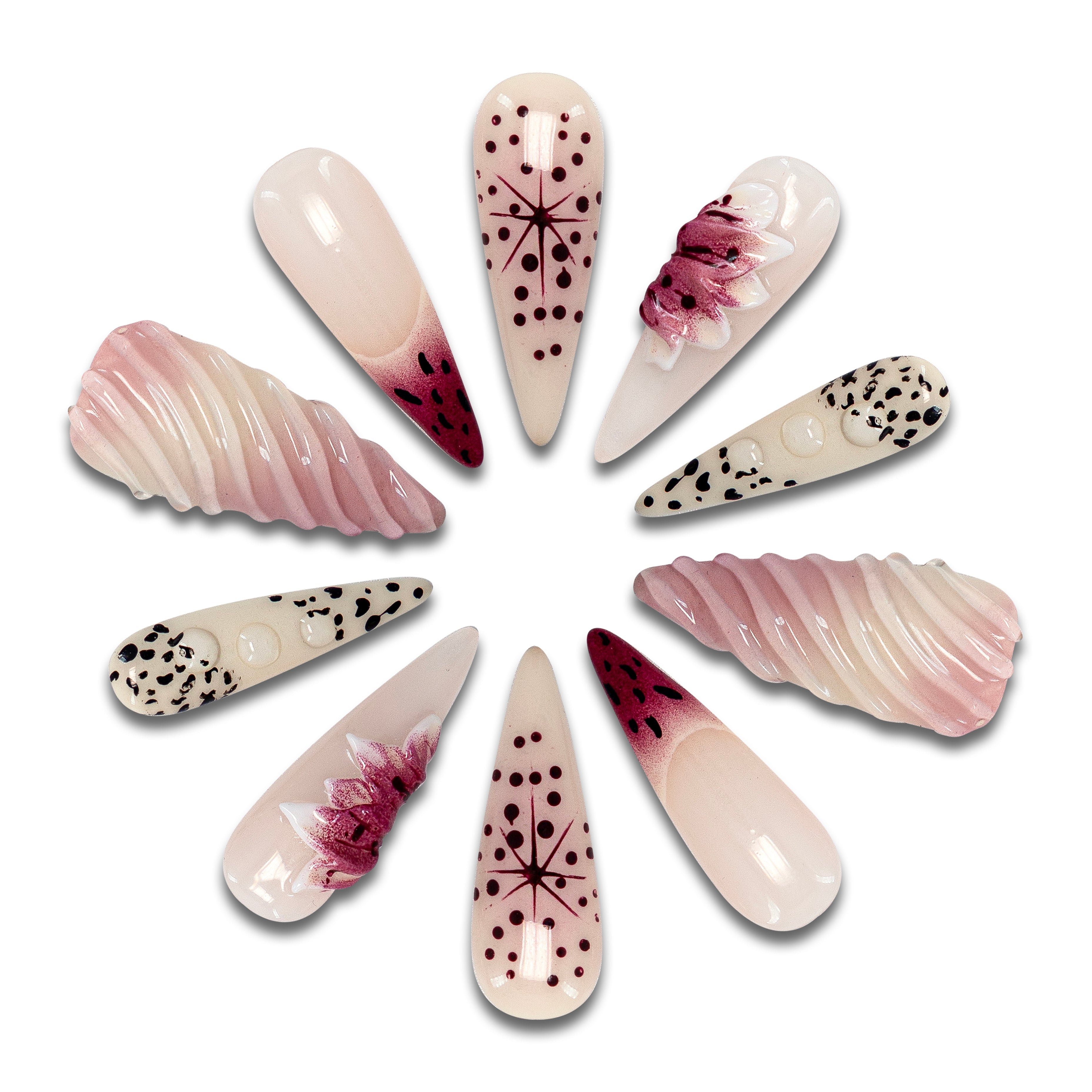 Crimson Gorge Handmade Stiletto Nails 11010 - ByskireNail