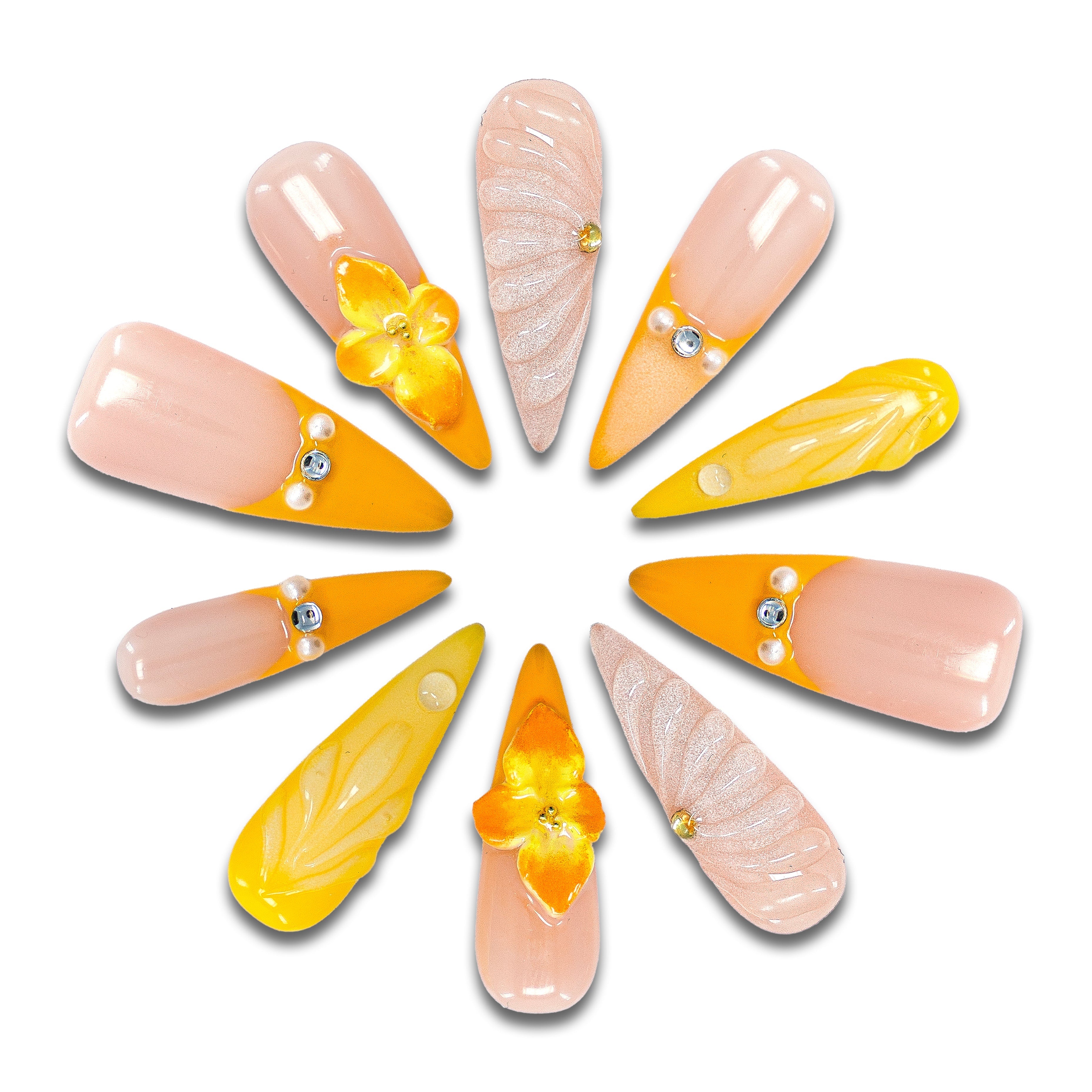 Tropical Smoothie Handmade Stiletto Nails 12016 - ByskireNail